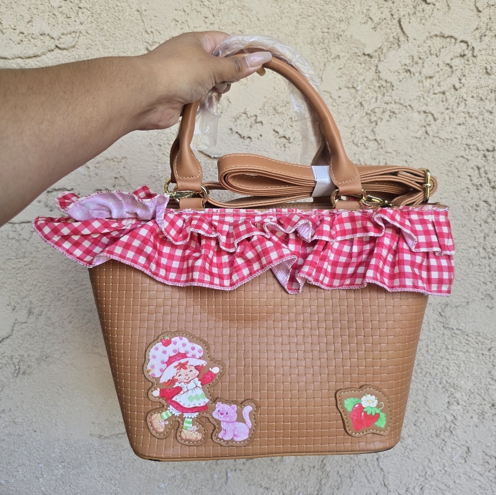 Strawberry Shortcake Gingham Basket Crossbody Bag